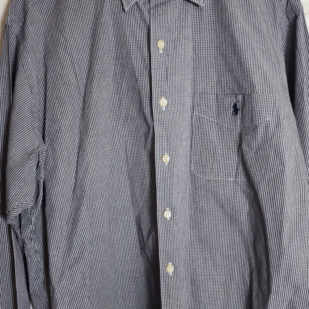 Mens L Polo Ralph Lauren Crane Cotton Linen Shirt LS button Gray
